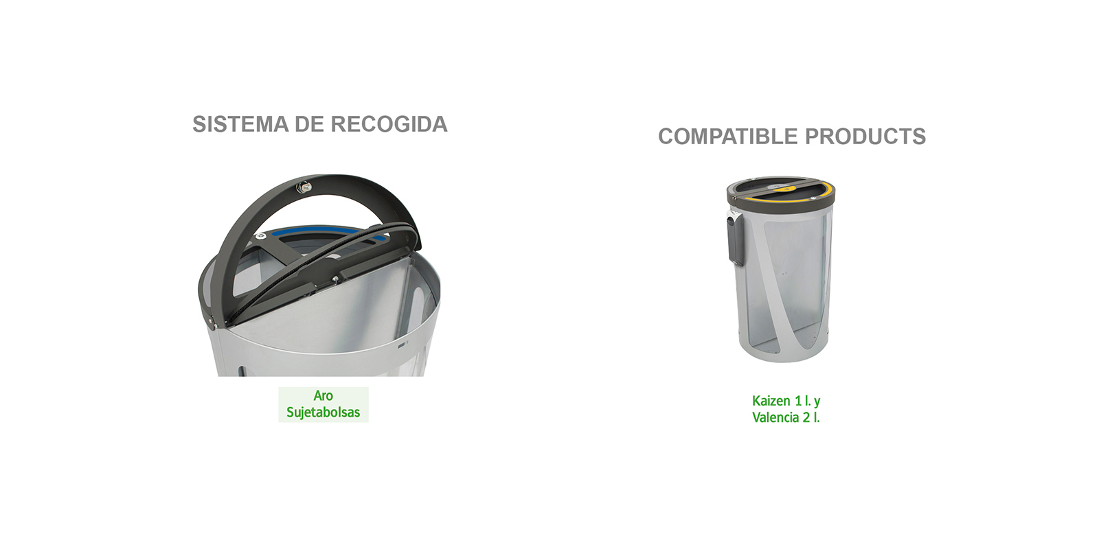 sistema de recogida y productos compatibles de papelera de reciclaje