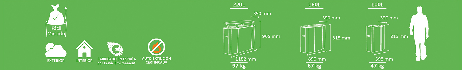 dimensiones y prestaciones papelera para reciclar