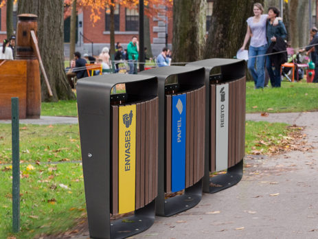 papelera selectiva para reciclar, papeleras sostenibles, tipos de mobiliario urbano sostenible